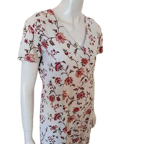 Vintage 90s Day Dress size 4 Emma James Floral Linen Rayon Blend Midi Length - Picture 3 of 9